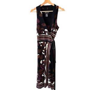 Jones New York Vtg Y2K Sz 4 True Wrap Color Block Floral Maxi Dress